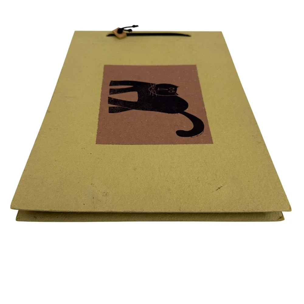 VTG Felice Botta Firenze Italy Handmade Cat Photo Album Scrapbook‎ Paper Journal